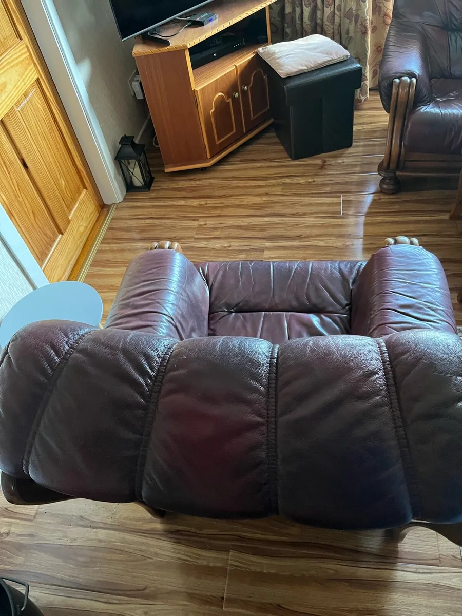 Furniture - Leather Couch & Chairs - Image 3