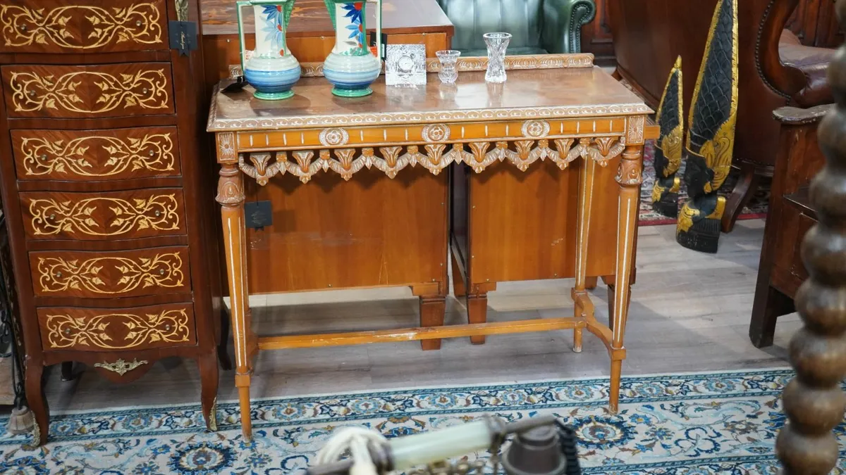 Vintage Spanish Console Table - Hand-Carved Wood - Image 1