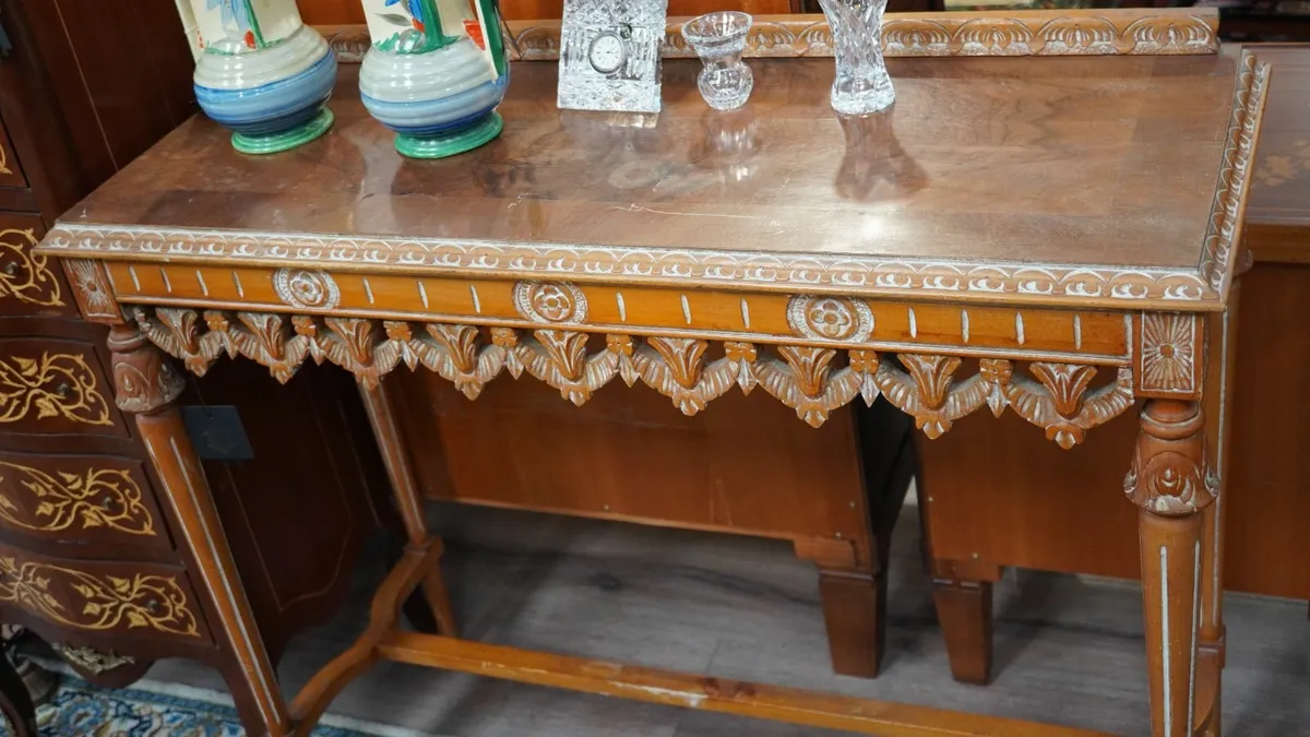 Vintage Spanish Console Table - Hand-Carved Wood - Image 4