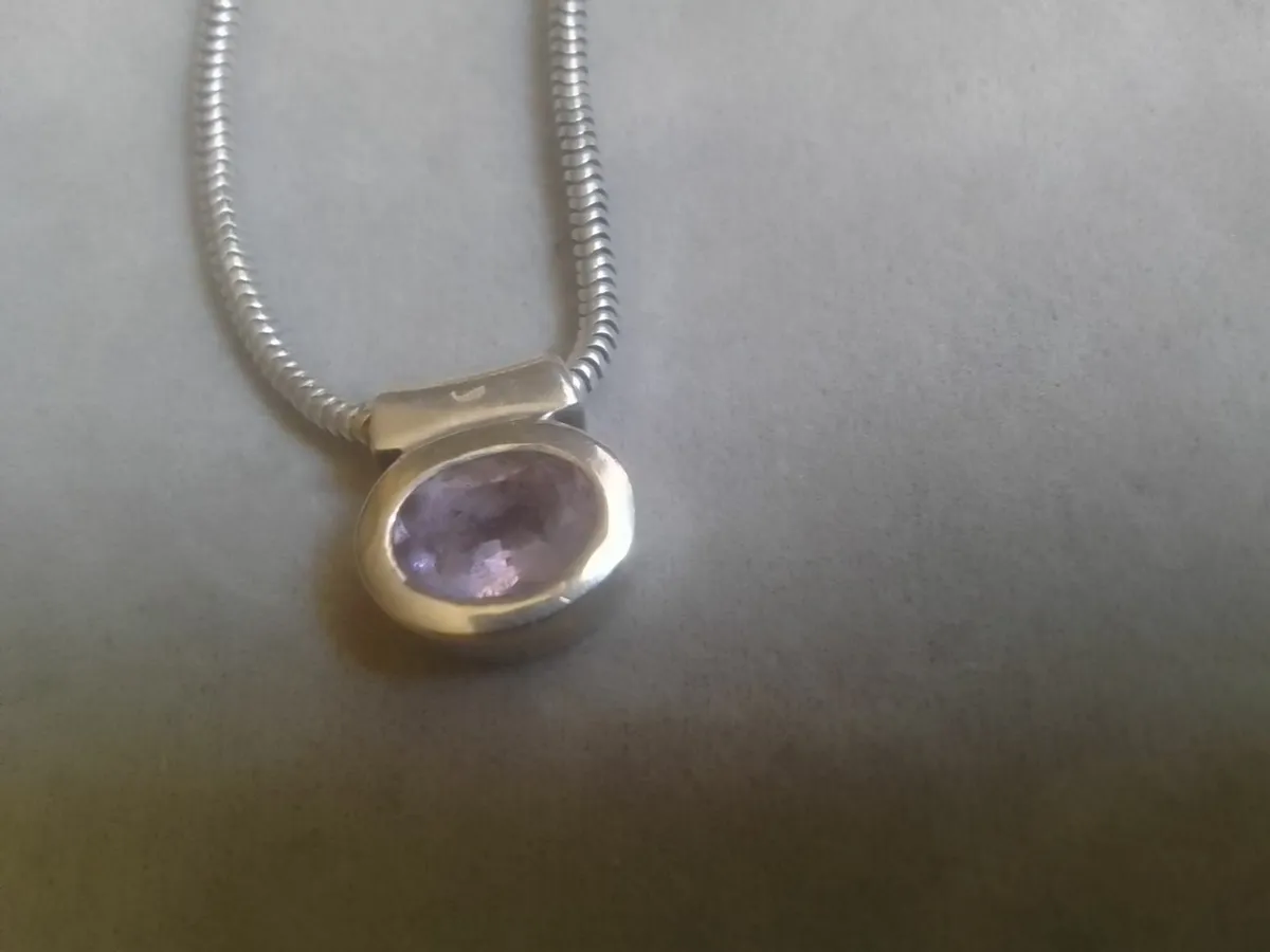 VINTAGE STERLING SILVER AMETHYST PENDANT ON HOLD - Image 1