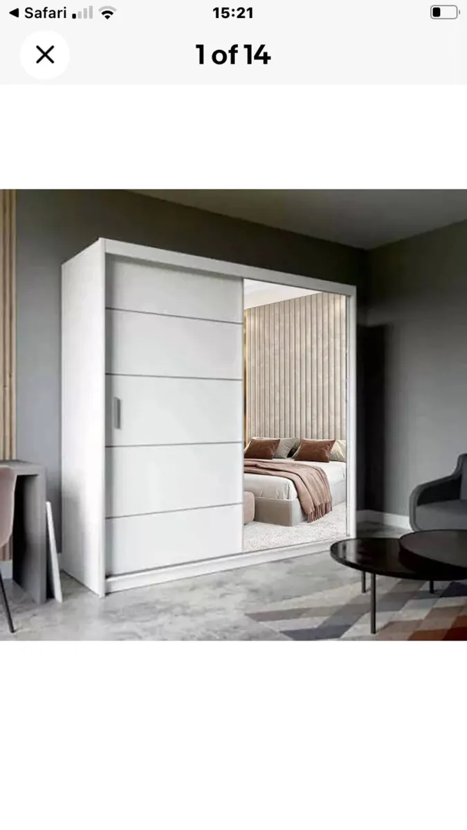 180 CM OAK MIRROR SLIDEROBE - Image 2
