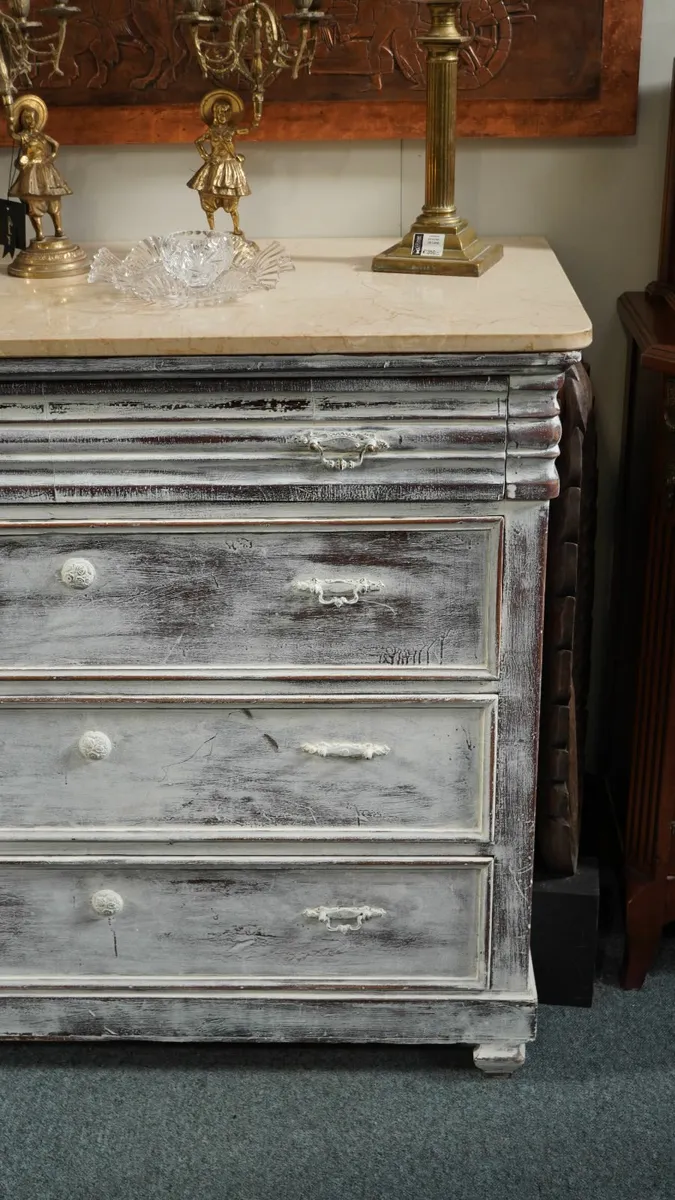 Upcycled Antique Spanish Chest of Drawers - Marble - Image 3