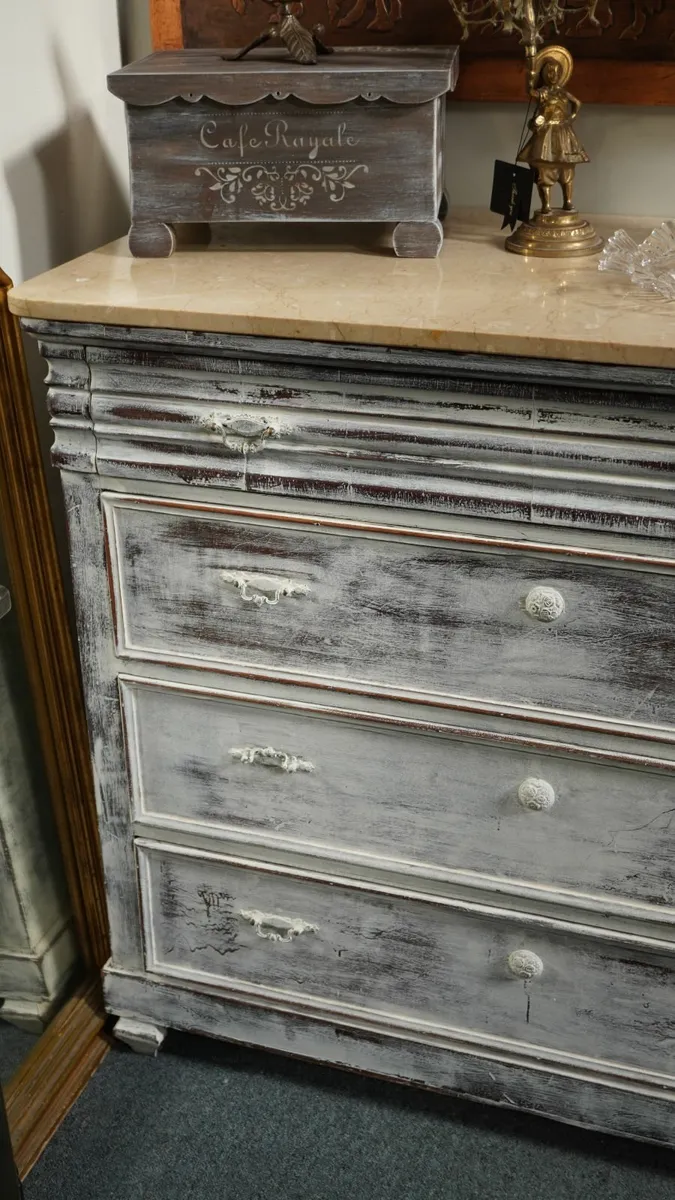 Upcycled Antique Spanish Chest of Drawers - Marble - Image 4