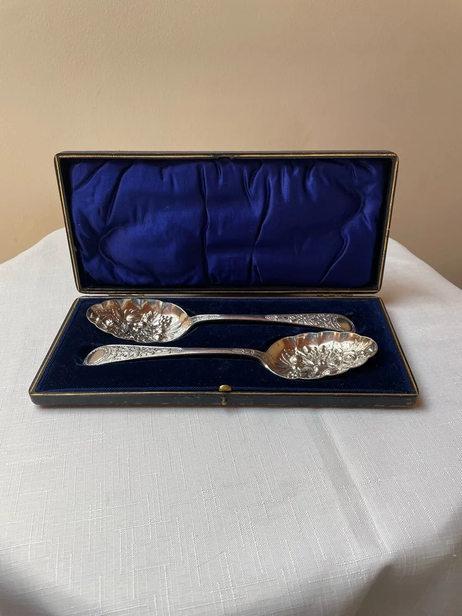 Antique Silver Plated Berry Spoons - Image 1