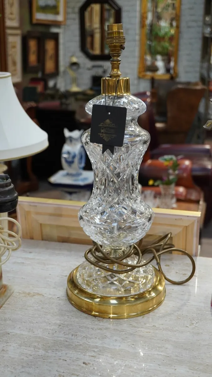 Vintage Waterford Crystal Table Lamp with Brass Ba - Image 1