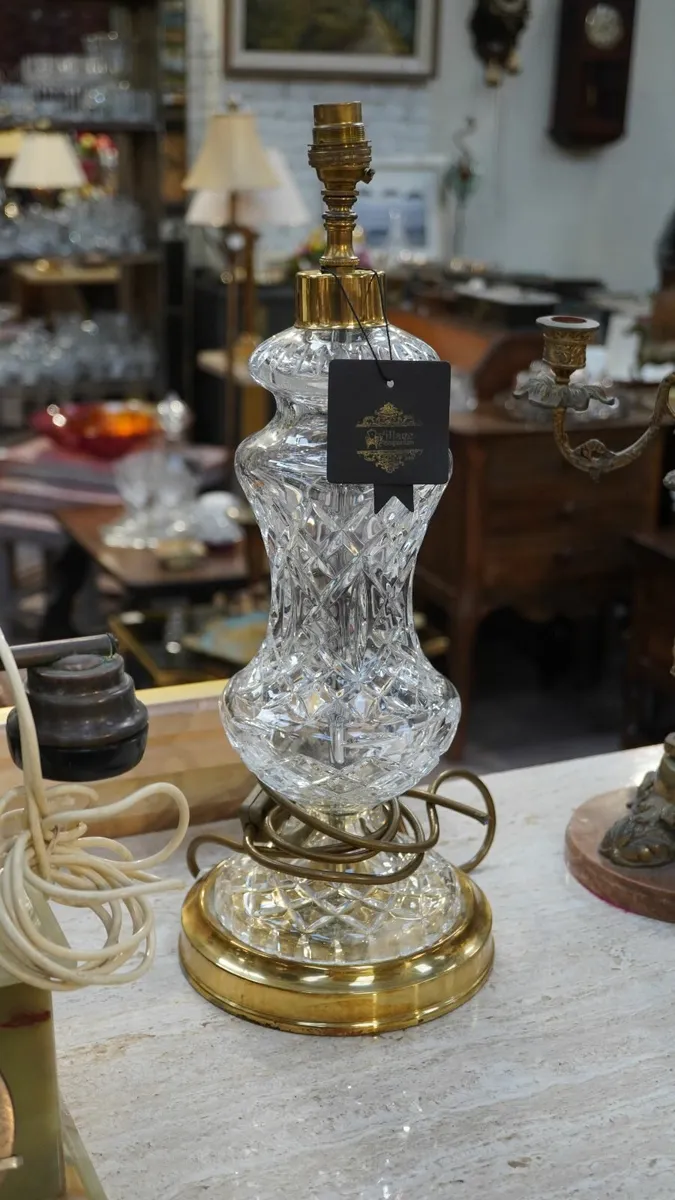 Vintage Waterford Crystal Table Lamp with Brass Ba - Image 2