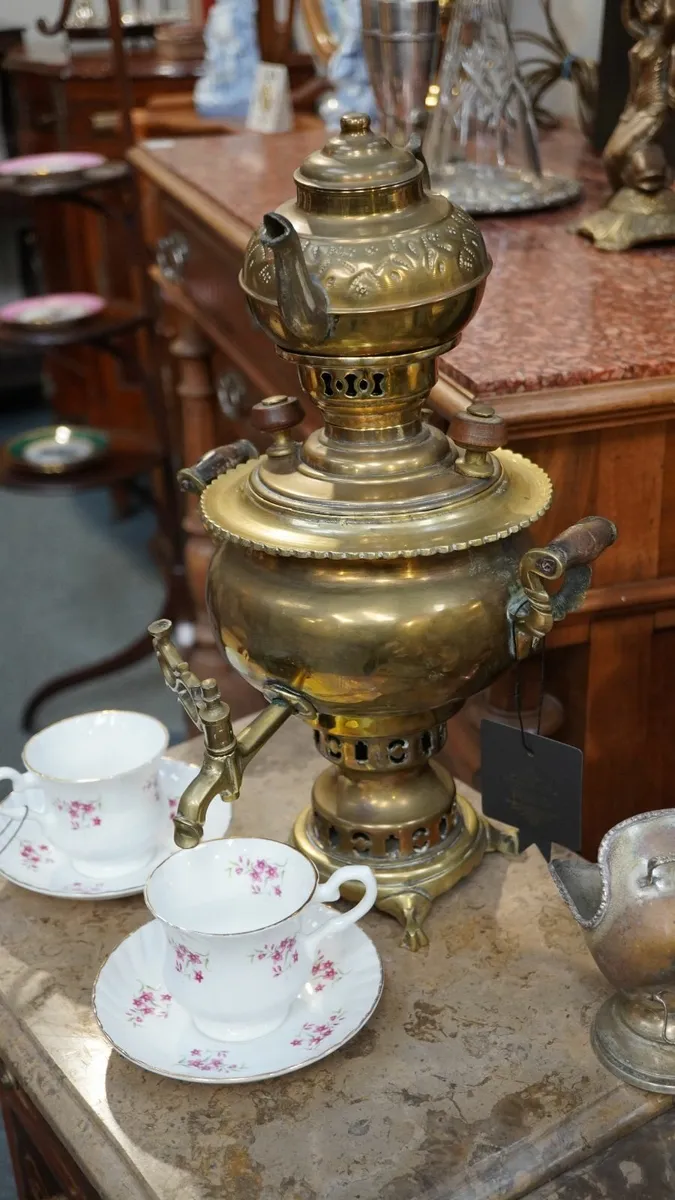 Antique Brass Samovar with Teapot - Image 1