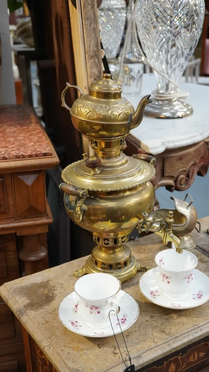 Antique Brass Samovar with Teapot - Image 2