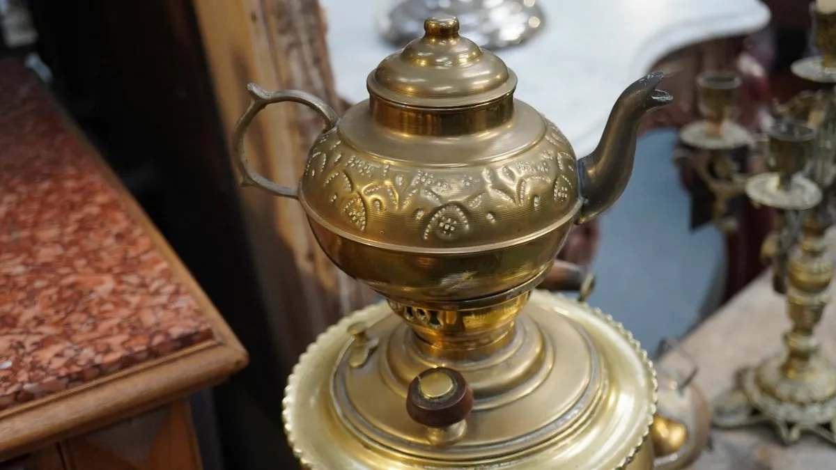 Antique Brass Samovar with Teapot - Image 3
