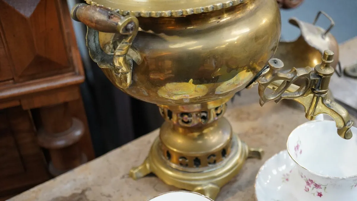 Antique Brass Samovar with Teapot - Image 4