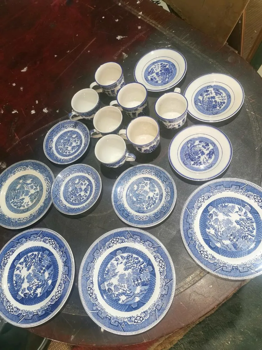 Blue and White Arklow Pottery part dinner tea set. - Image 1