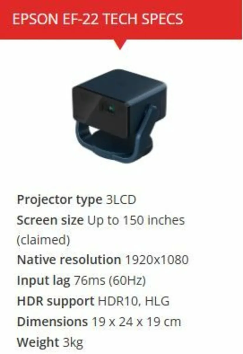 Epson EF-22 portable projector - Image 2