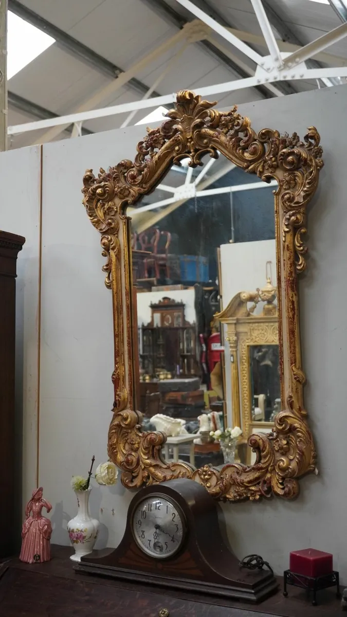 Antique Rococo-Style Gilded Mirror - Image 2