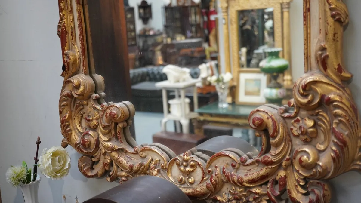 Antique Rococo-Style Gilded Mirror - Image 3