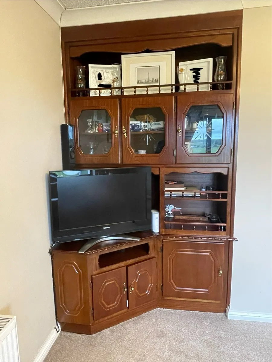 Mahogany TV unit and fireplace - Image 1