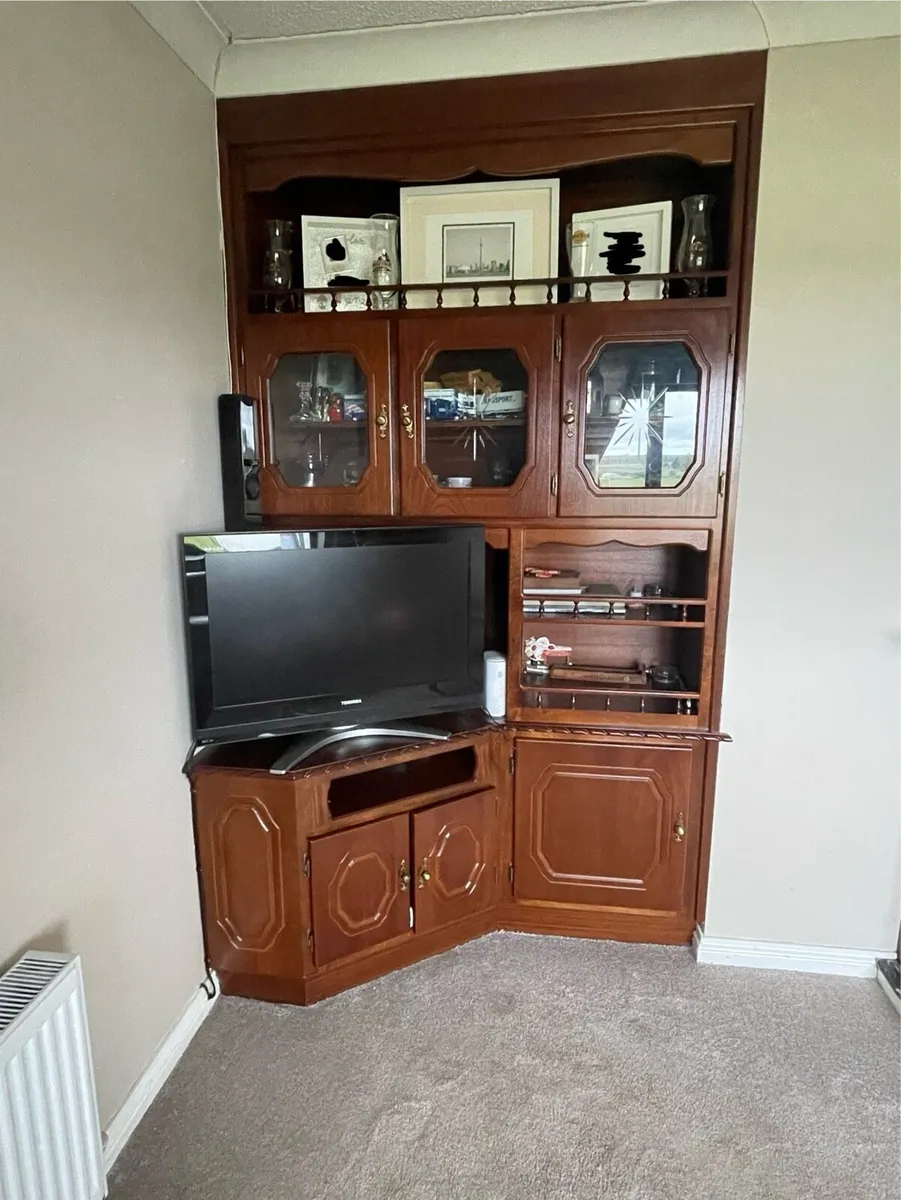 Mahogany TV unit and fireplace - Image 3