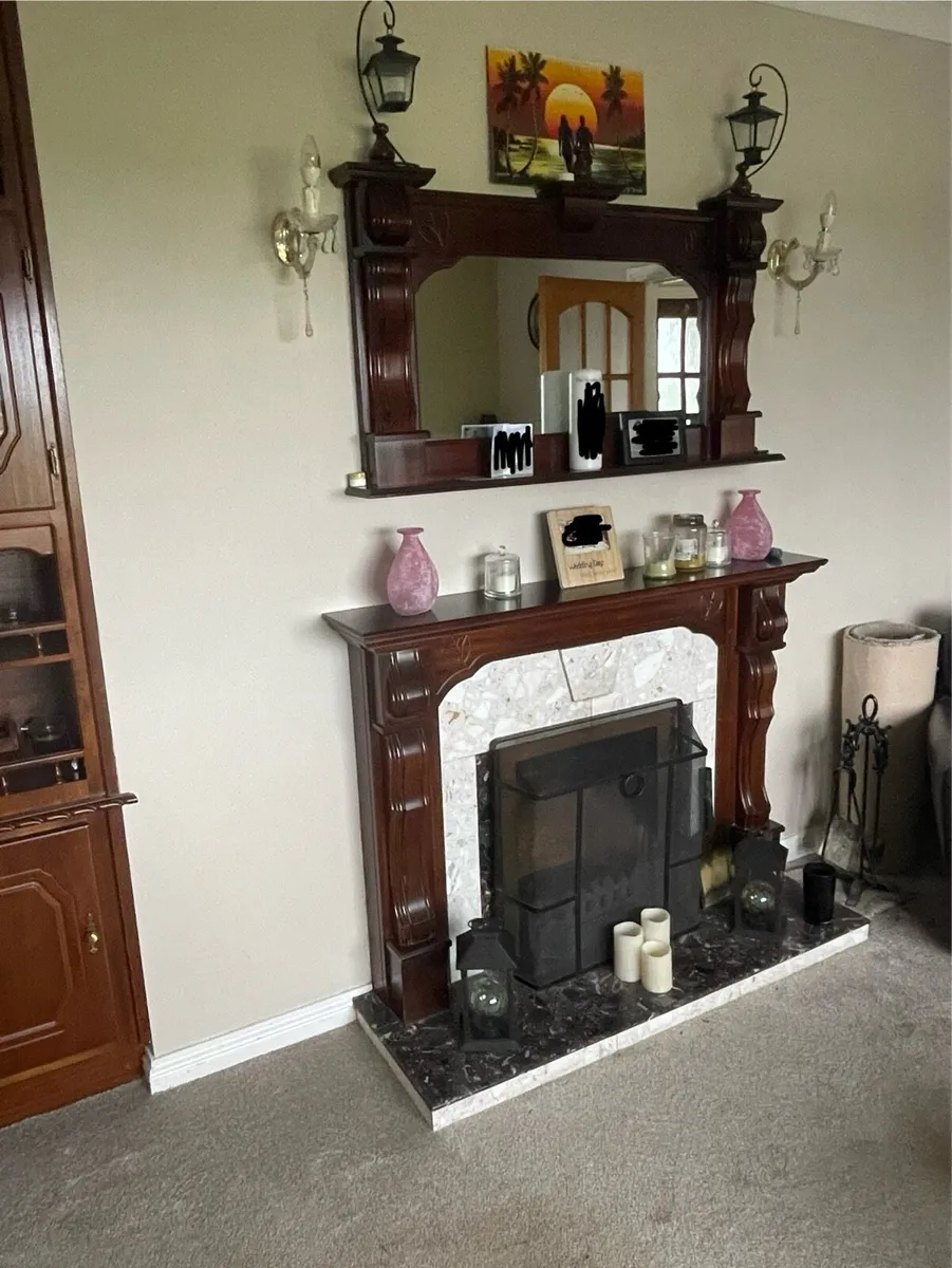 Mahogany TV unit and fireplace - Image 4
