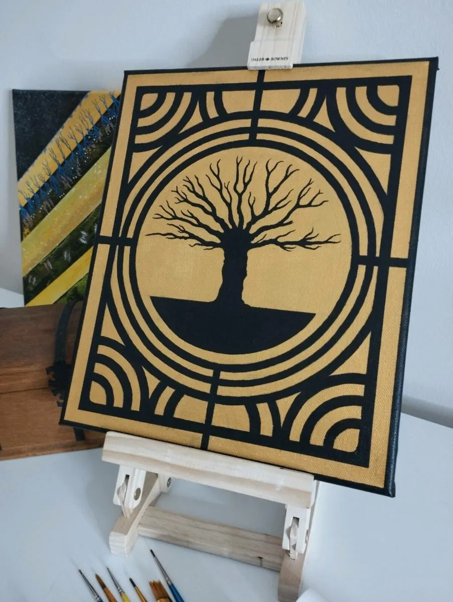 Abstract acrylic painting 25cm x 30cm BLACK OAK - Image 1
