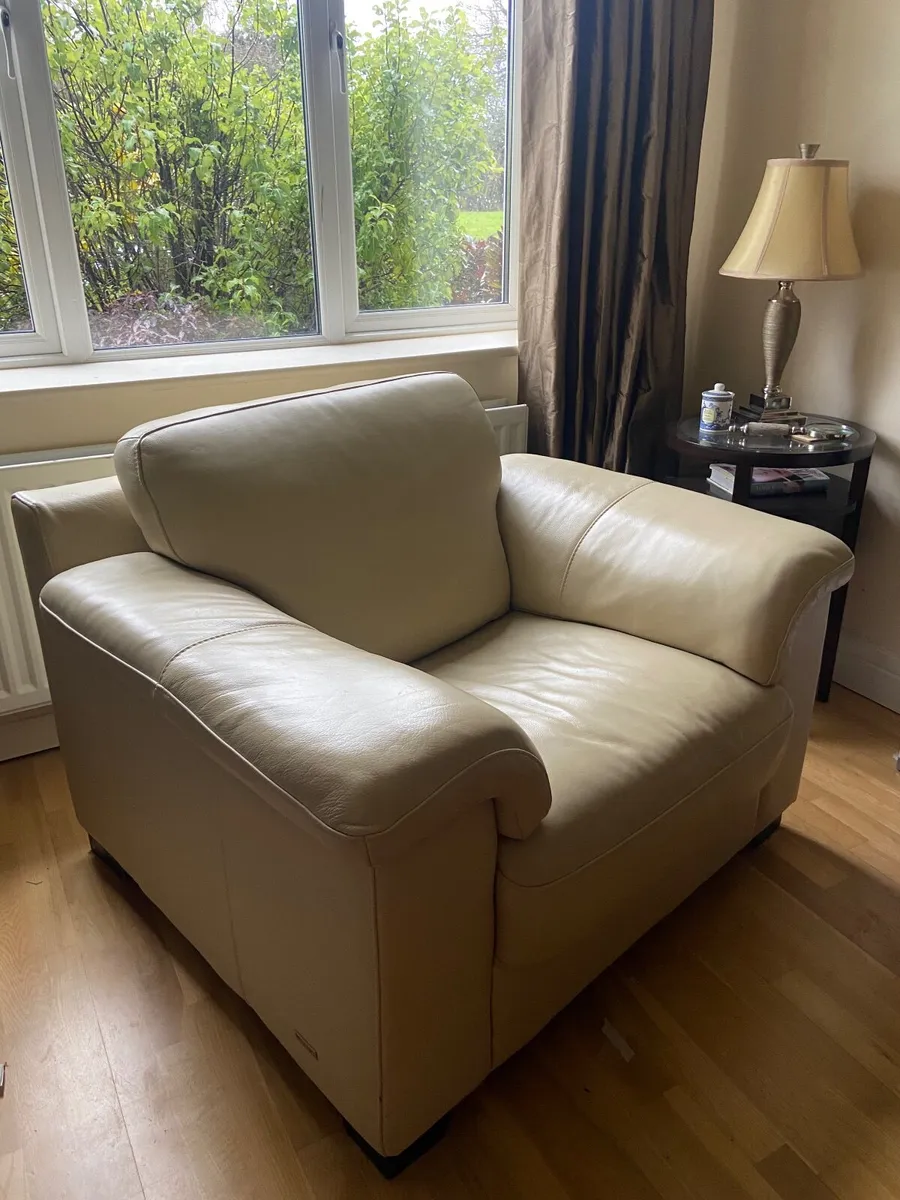 Leather Couch, two and one seater - Image 3