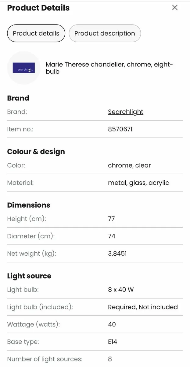 Chandelier - Clear Chrome - Image 2