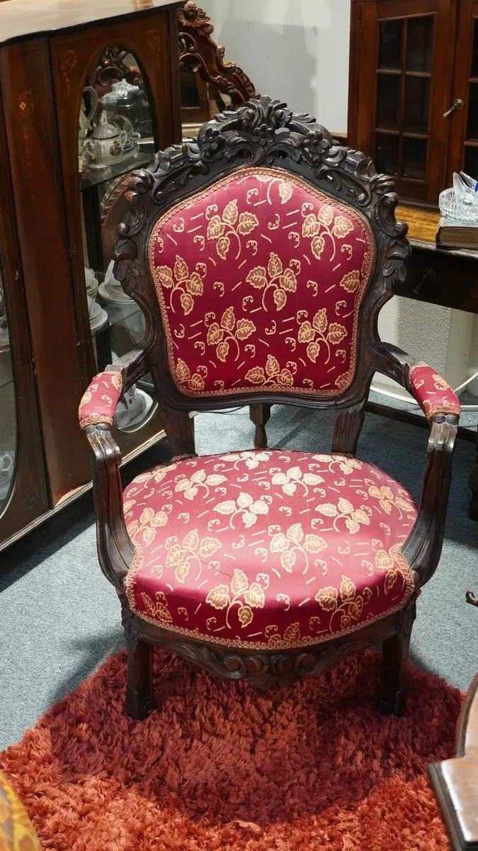 Vintage Spanish Carved Armchair - Image 1
