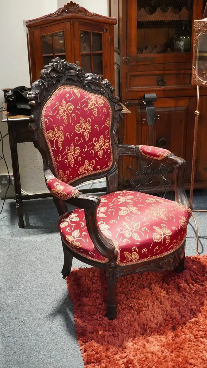 Vintage Spanish Carved Armchair - Image 2