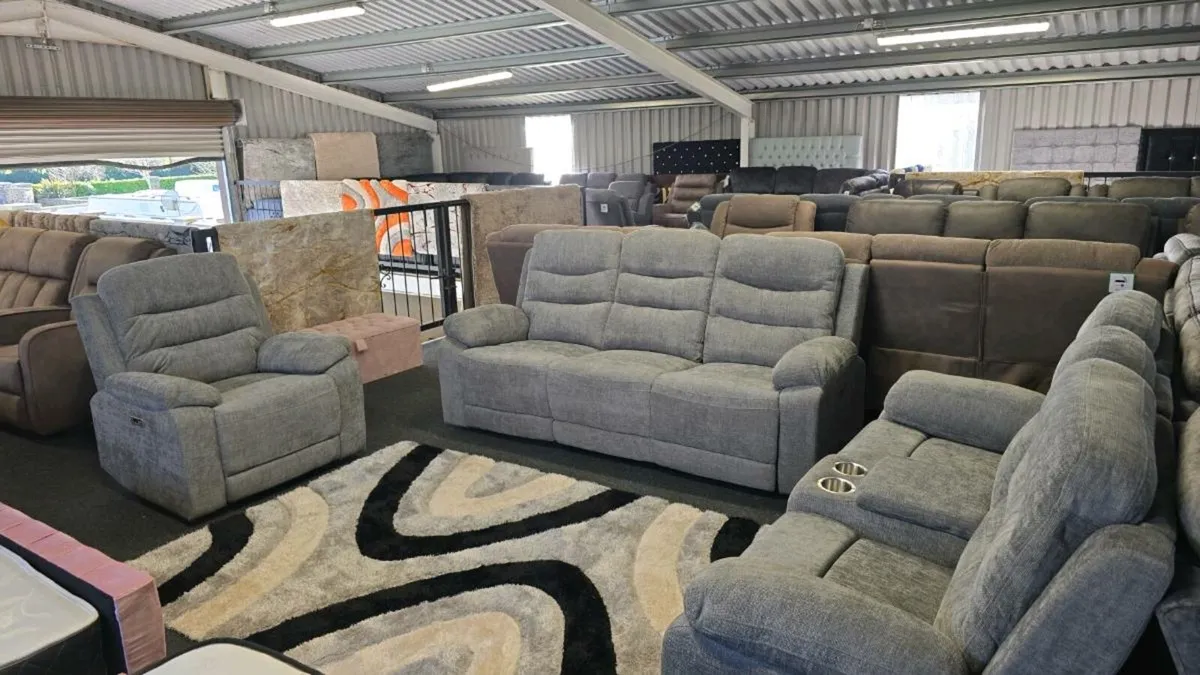 3+2 Grey Fabric Power Recliner - Image 1
