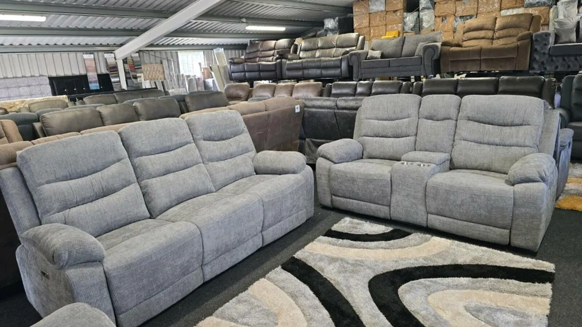 3+2 Grey Fabric Power Recliner - Image 2