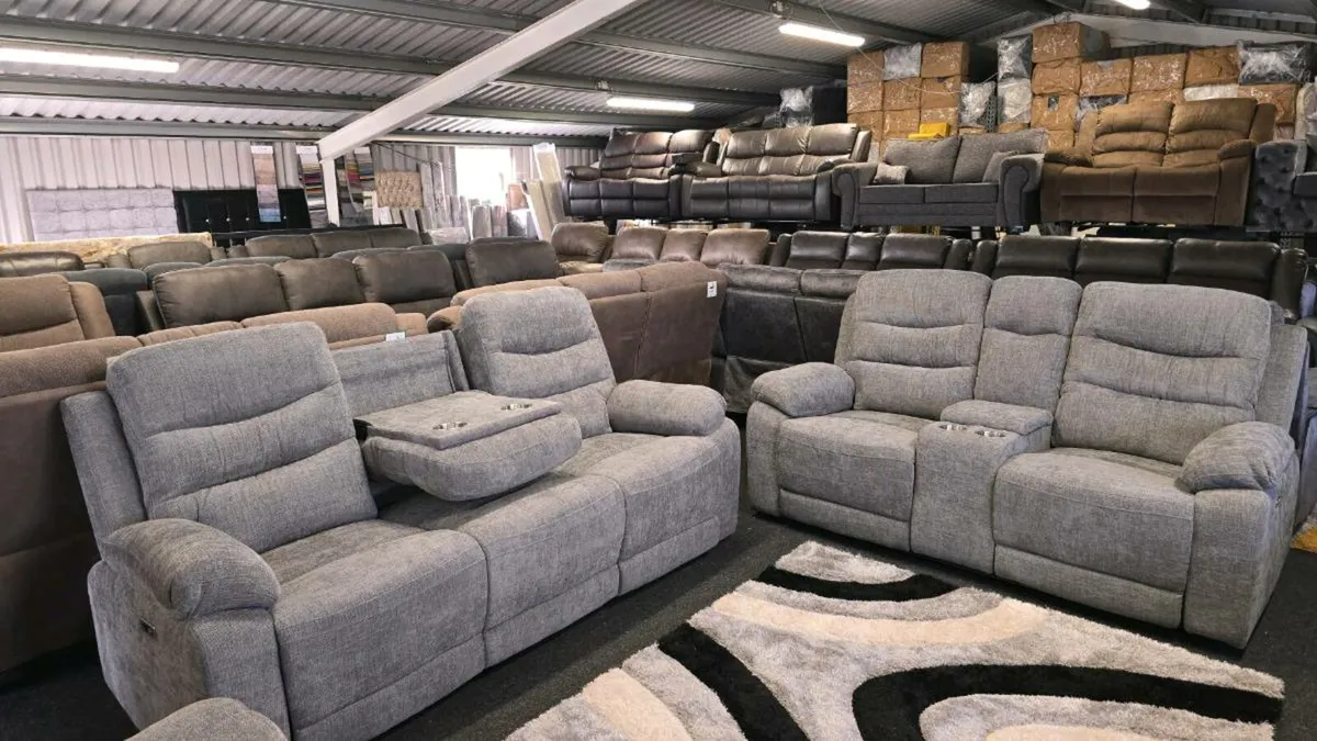 3+2 Grey Fabric Power Recliner - Image 3