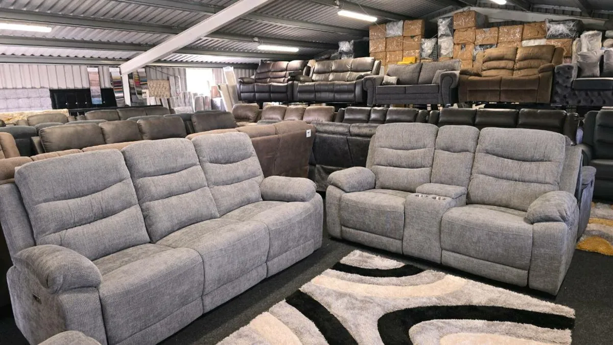 3+2 Grey Fabric Power Recliner - Image 4