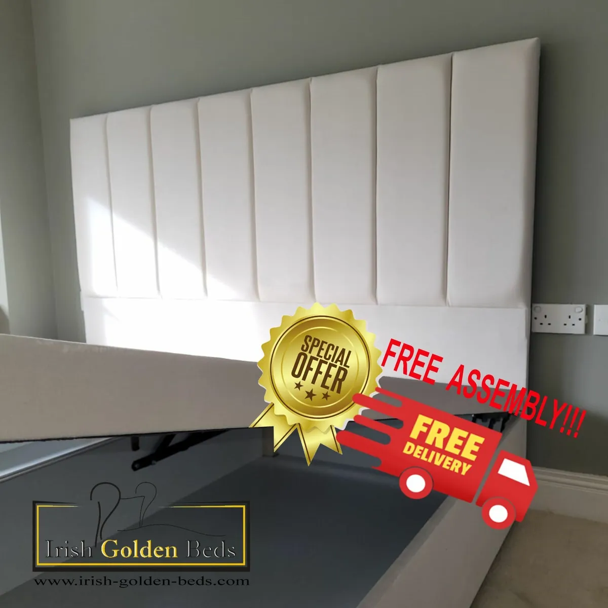 storage / ottoman bed with headboard, free deliver - Image 2