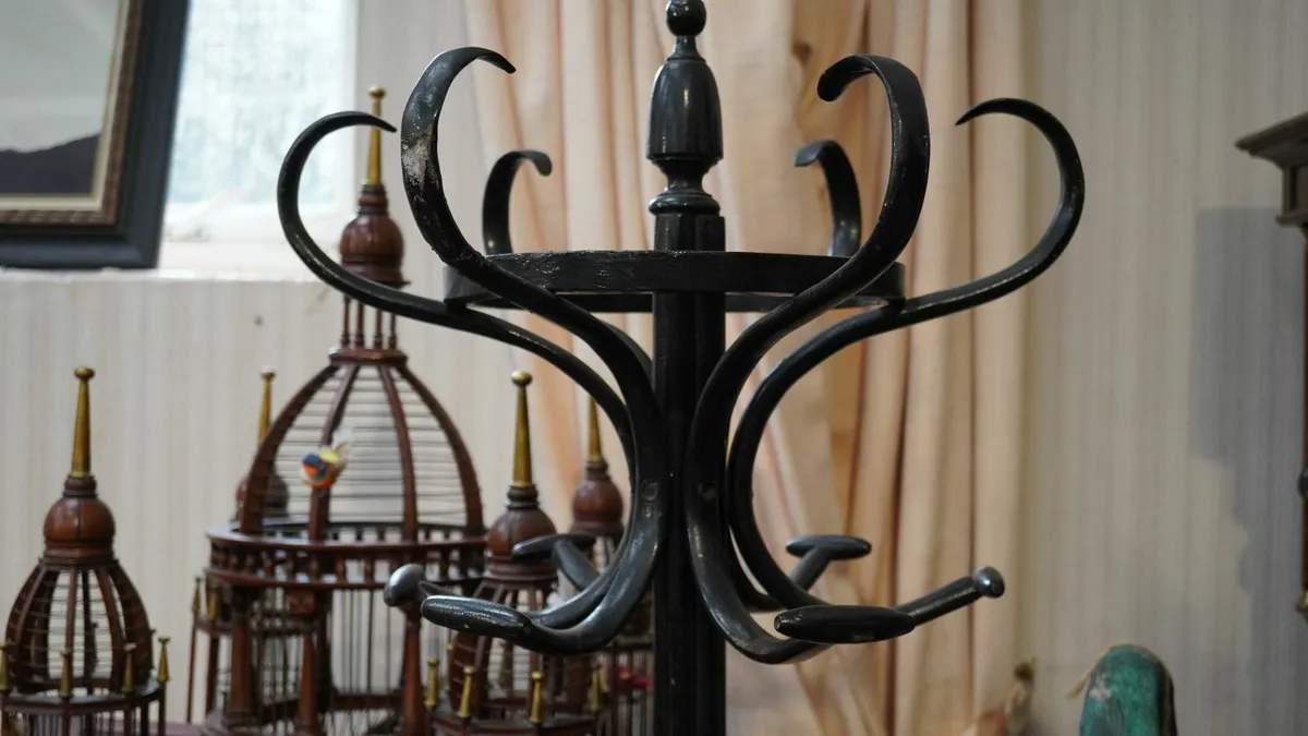 Vintage Black Wooden Coat Stand - Image 2