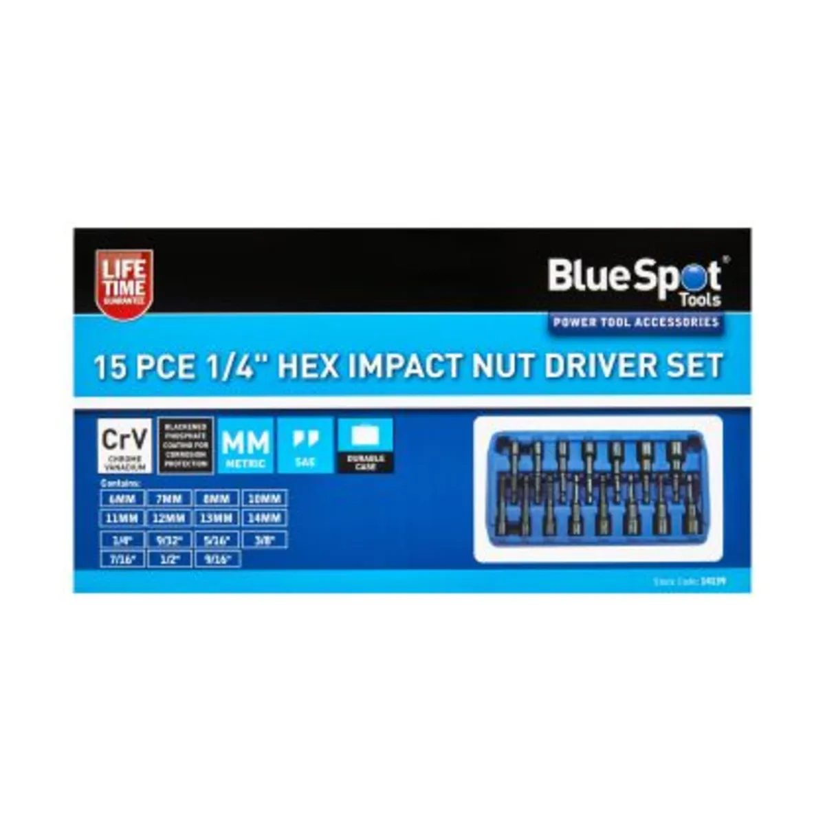 Blue Spot Tools Hex Impact Nut Driver Set – 15pc - Image 1