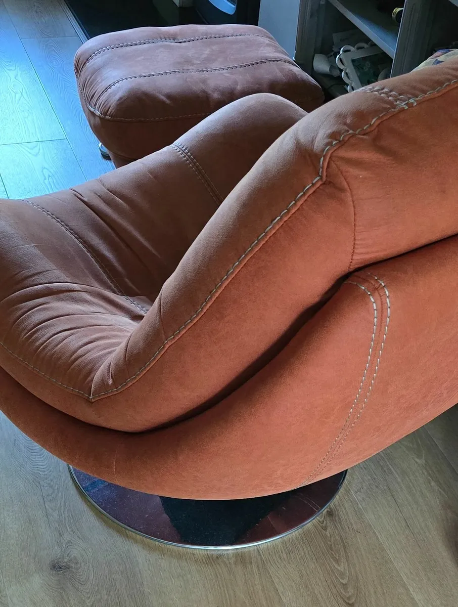 Swivel chair and foot stool - Image 1
