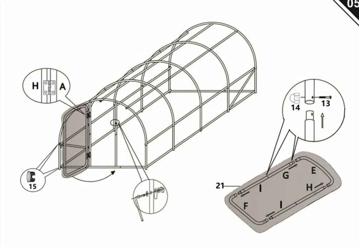 POLYTUNNEL FRAME 4M 2 DOORS - Image 2