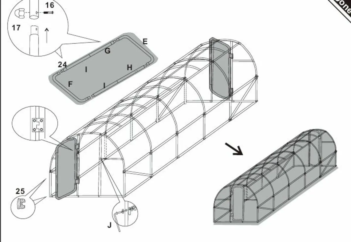 POLYTUNNEL FRAME 4M 2 DOORS - Image 1