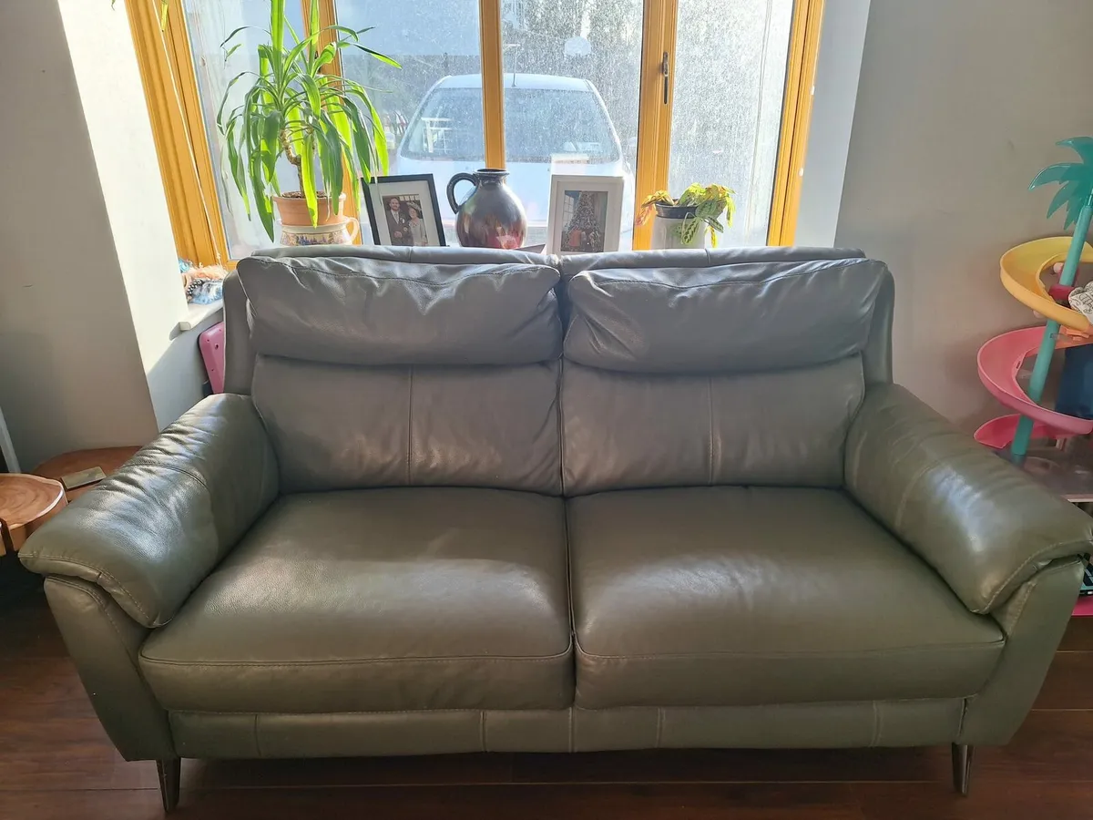 Two Larsen 2.5 seater grey leather sofas. - Image 1