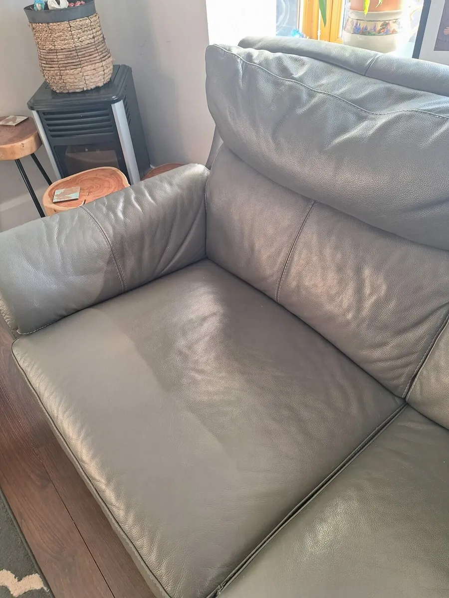 Two Larsen 2.5 seater grey leather sofas. - Image 2
