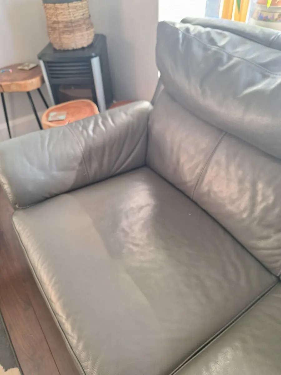 Two Larsen 2.5 seater grey leather sofas. - Image 3