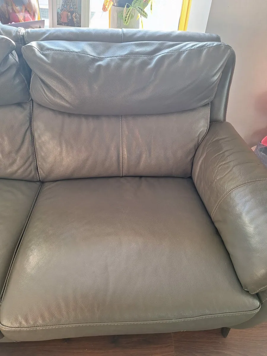 Two Larsen 2.5 seater grey leather sofas. - Image 4