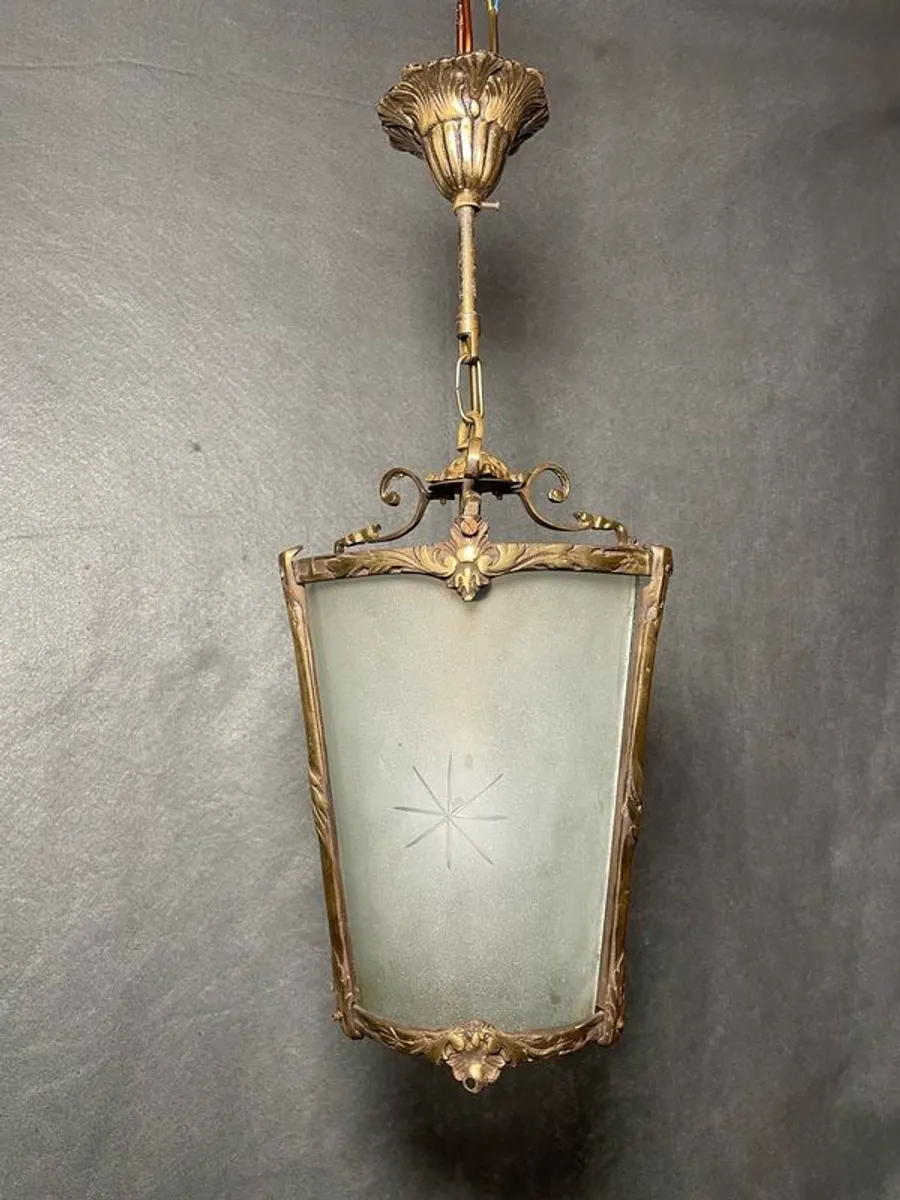Brass & Curved Glass Vintage Lantern. - Image 3