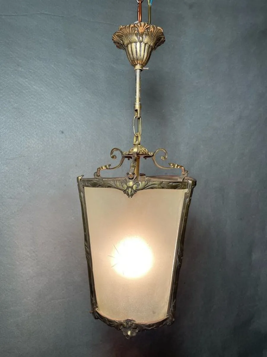 Brass & Curved Glass Vintage Lantern. - Image 4