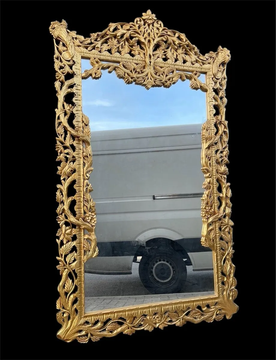 Large  carved wood gilded  mirror - Image 3