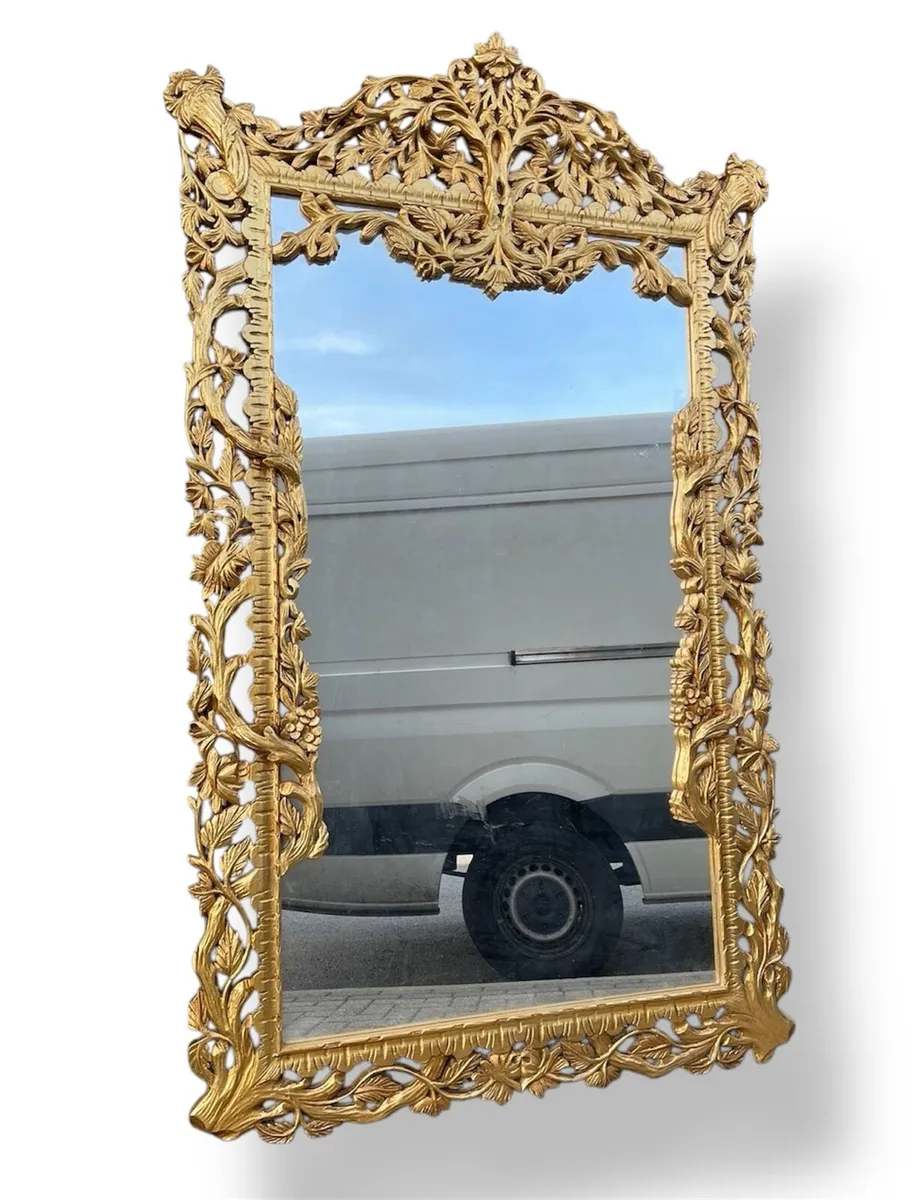 Large  carved wood gilded  mirror - Image 4