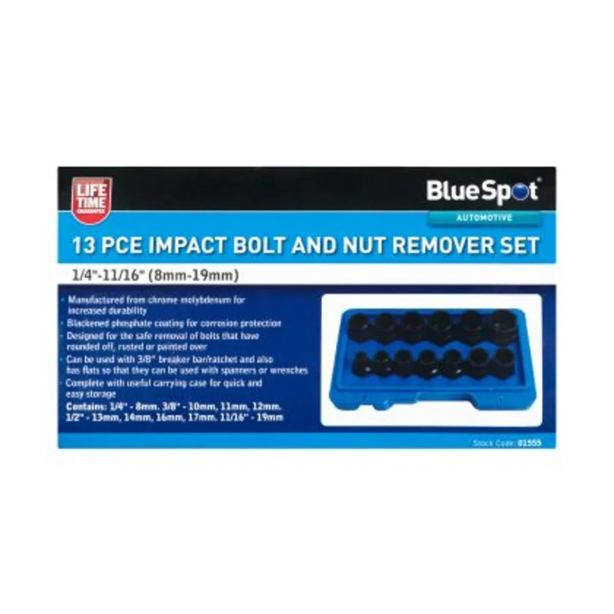 Blue Spot Tools Impact Bolt And Nut Remover Set - Image 1