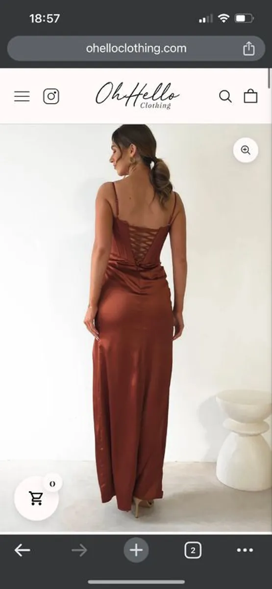 Satin Corset Gown - Colour Rust - Image 3