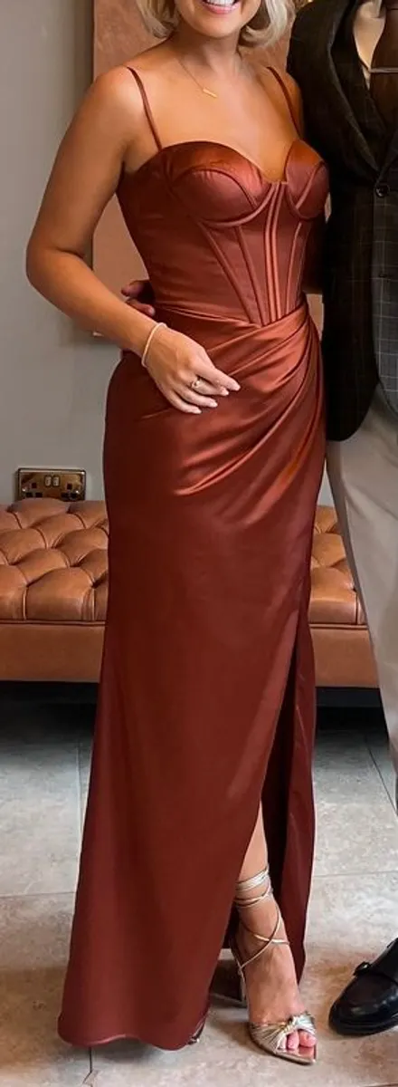Satin Corset Gown - Colour Rust - Image 4