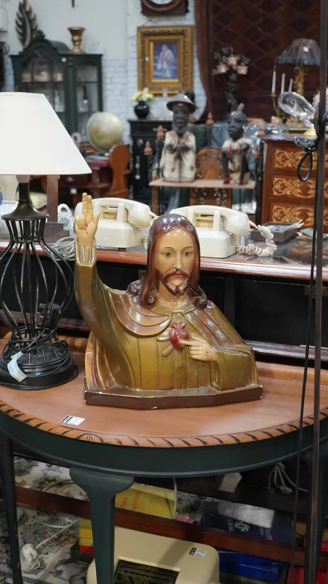 Vintage Sacred Heart of Jesus Bust Statue - Image 2