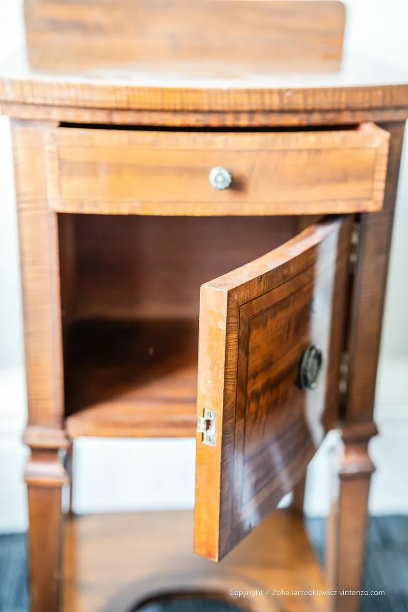 Antique Inlaid Bedside Table - Image 3