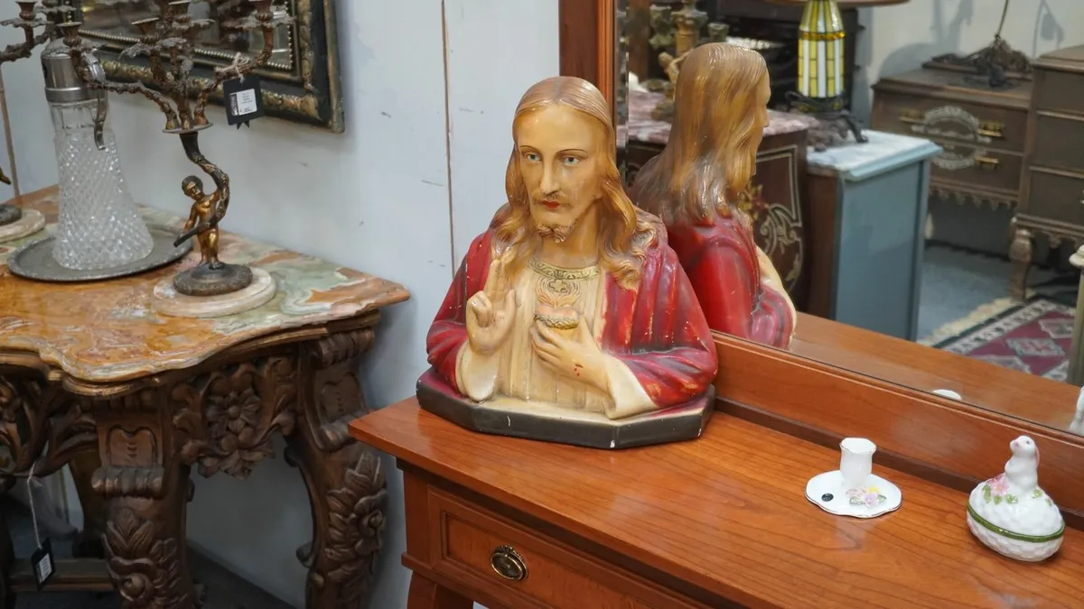 Vintage Ceramic Sacred Heart of Jesus Bust - Image 1